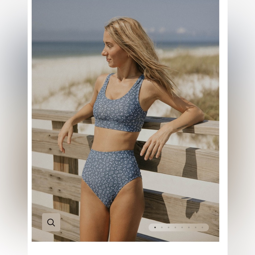 Geode Floral Bikini in Blue and Cream